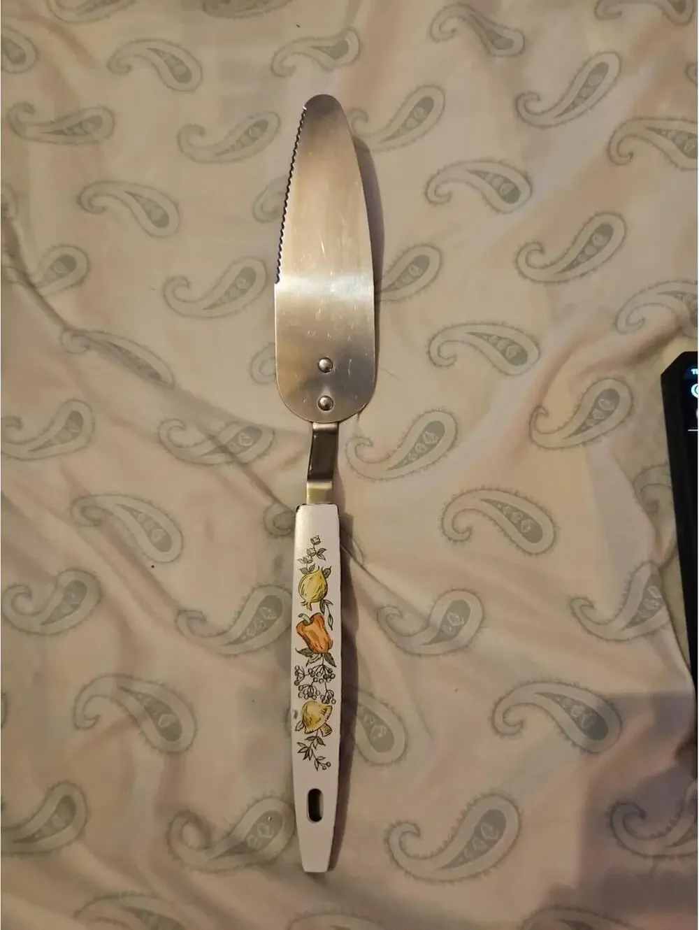 Vintage Vegetable Themed Stainless Cake Pie Slicer Server Utensil Spatula USA